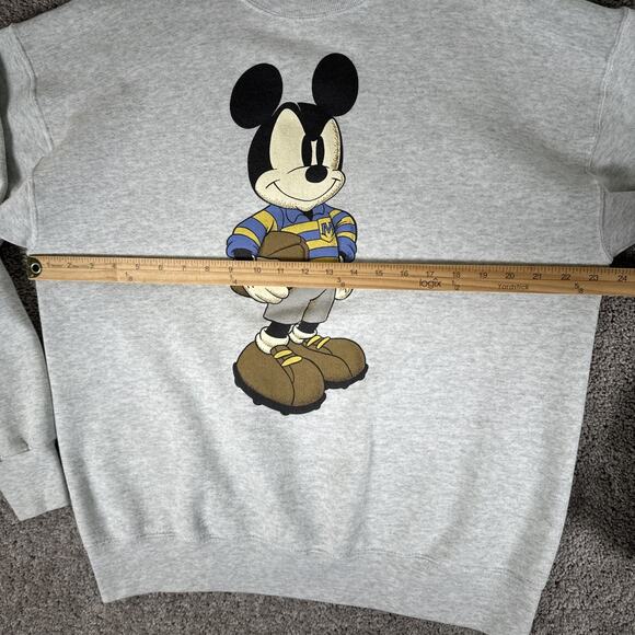 Vtg Mickey Mouse Sweatshirt Mens M Gray Mickey Football Graphic 90s Made in USA - Picture 6 of 8
